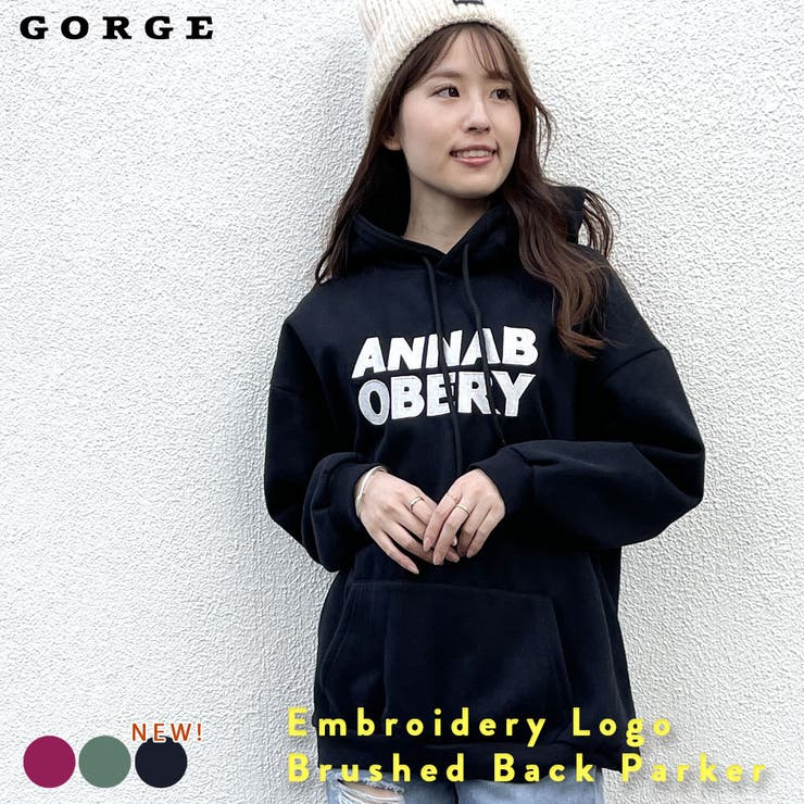 【10％OFFクーポン！11/27(木)1:59まで】GORGE 刺しゅうロゴ裏起毛パーカー トップス