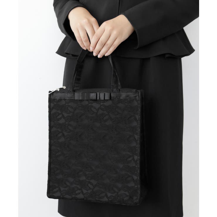 GIRL サブバッグ バッグ レース フラワーレース パーティーバッグ レディース フォーマルバッグ フォーマルバック 冠婚葬祭 フォーマル 大きめ 大容量 パーティー 結婚式 トート A4 キャンパス 黒 成人式 同窓会 バッグ・鞄