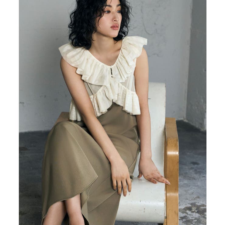 GIRL パーティードレス 結婚式 ワンピース ドレス 袖なし 大きいサイズ フォーマル ロング丈 ロングドレス ノースリーブ 二次会 披露宴 お呼ばれ 上品 膝下 他と被らない 体型カバー 40代 30代 20代 50代 キャミワンピ フリル ベスト