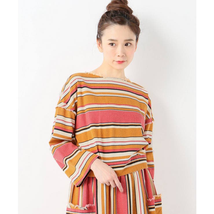 B.C STOCK エスニックボーダープリント ブラウス トップス