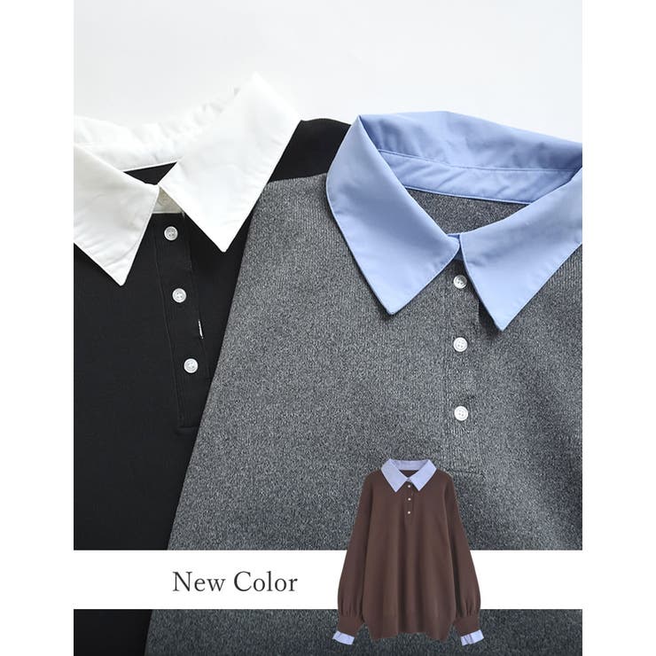 Re:EDIT シャツ襟付きポロスポンジニットトップス トップス shoplistselect-10423694 SHOPLIST サンプル画像2