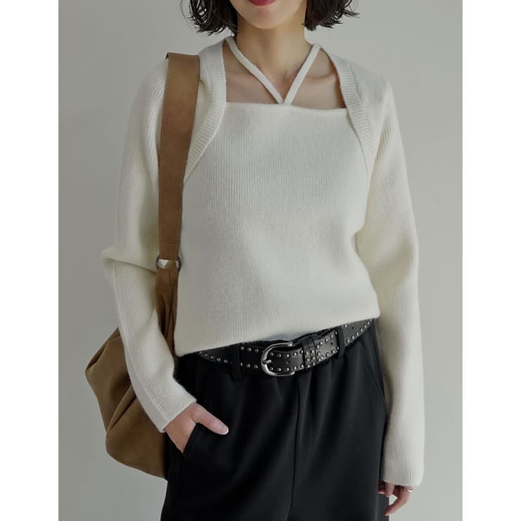 Re:EDIT [2025AW COLLECTION]ホルターボレロ風ニットプルオーバー トップス shoplistselect-10423678 SHOPLIST サンプル画像3