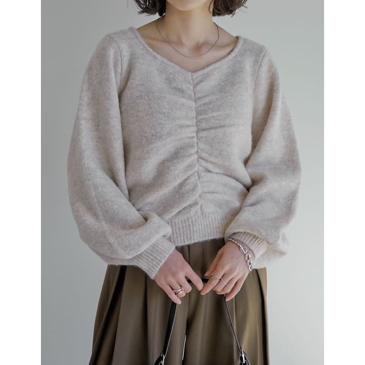 Re:EDIT フロントシャーリングニットプルオーバー トップス shoplistselect-10423681 SHOPLIST サンプル画像2