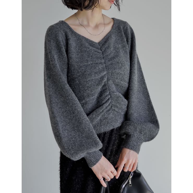 Re:EDIT フロントシャーリングニットプルオーバー トップス shoplistselect-10423681 SHOPLIST サンプル画像3