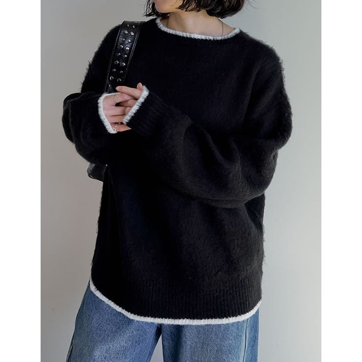 Re:EDIT [2025AW COLLECTION]配色モヘアライクシャギーニットトップス トップス shoplistselect-10423679 SHOPLIST サンプル画像3