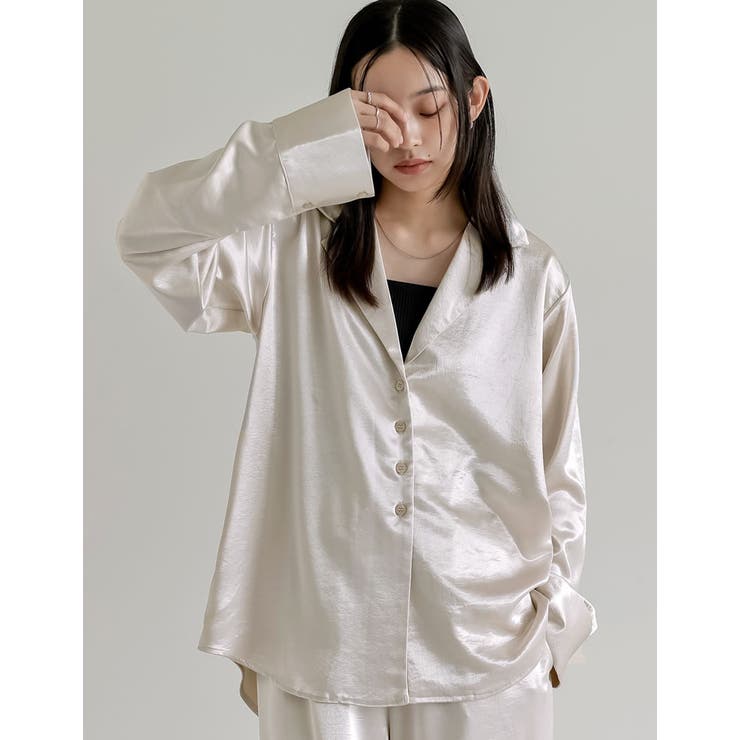 Re:EDIT サテンジャケット風シャツ トップス shoplistselect-10423653 SHOPLIST サンプル画像3
