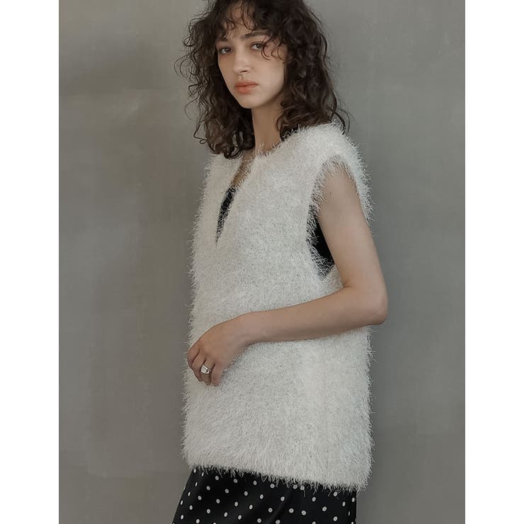 Re:EDIT [2025AW COLLECTION]キーネックフェザーニットベスト トップス shoplistselect-10423658 SHOPLIST サンプル画像2