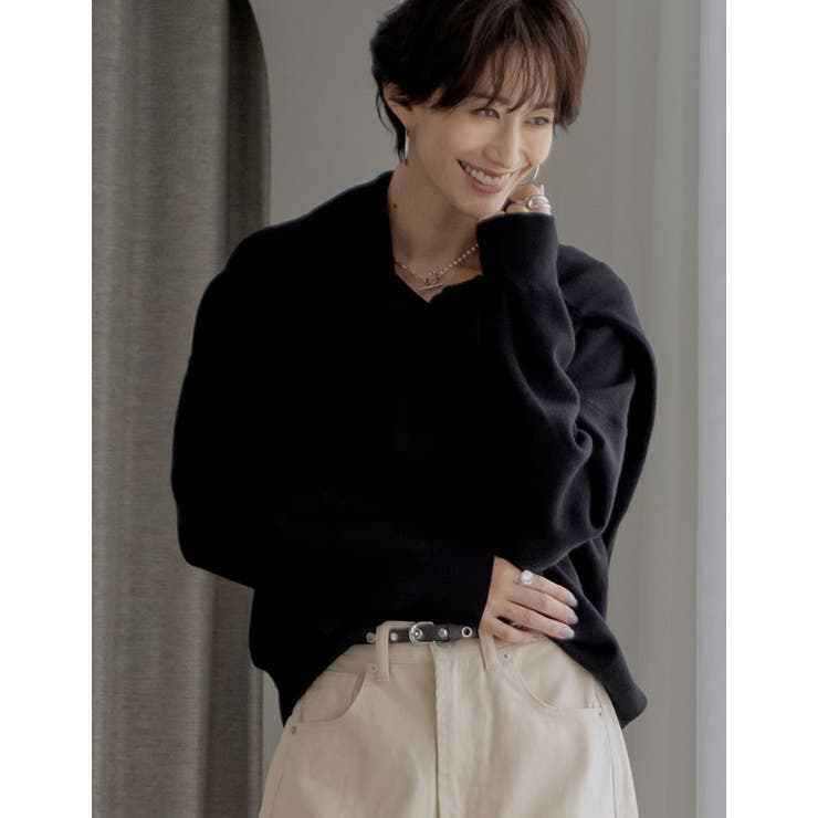 Re:EDIT [2025AW COLLECTION][保湿][静電気防止]選べるネックデザインスウェットライクニットトップス トップス shoplistselect-10423682 SHOPLIST サンプル画像3