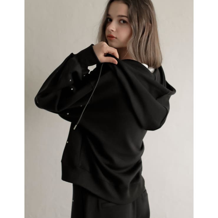 Re:EDIT [MEISM by Re:EDIT][2025AW COLLECTION]ダンボールラインストーンクロップドフーディーブルゾン トップス shoplistselect-10423675 SHOPLIST サンプル画像3