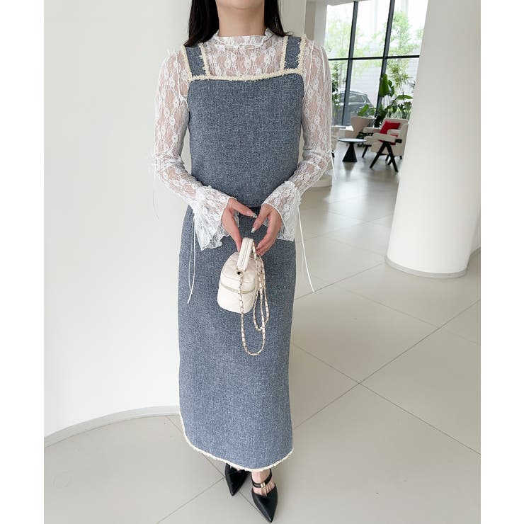 aimoha 【Jasmine】ツイード調キャミソール＋ロングスカート ワンピース・ドレス