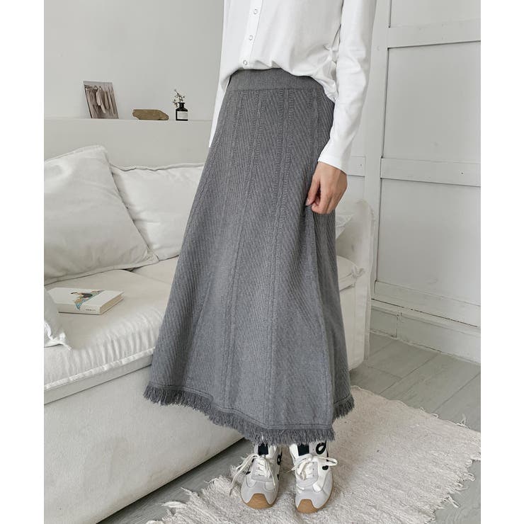 aimoha 編み柄ニットロングスカート ワンピース・ドレス