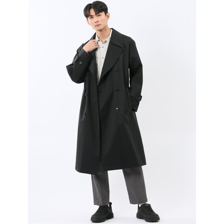 【10％OFFクーポン！2/10(火)1:59まで】TAKA-Q MEN NEO BASICS 防風 ウール混 ダブルトレンチコート アウター(コート・ジャケットなど)