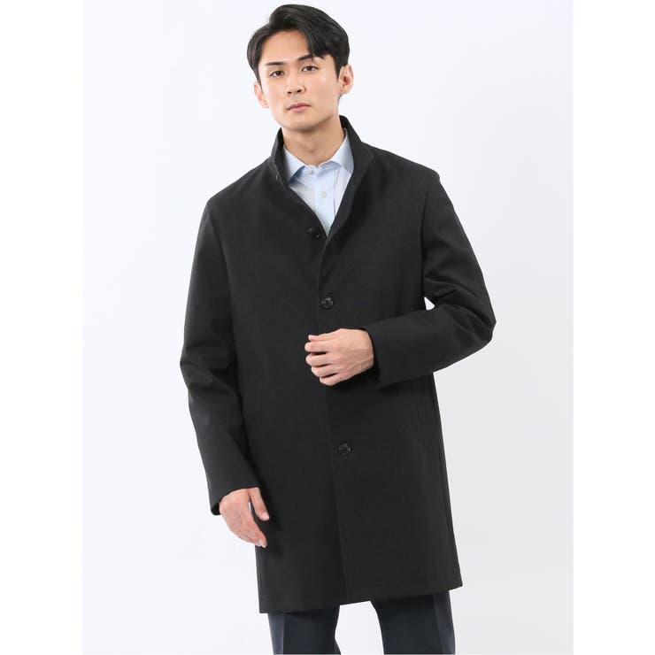 【10％OFFクーポン！2/10(火)1:59まで】TAKA-Q MEN 撥水 スタンドカラーコート カルゼ紺 アウター(コート・ジャケットなど)