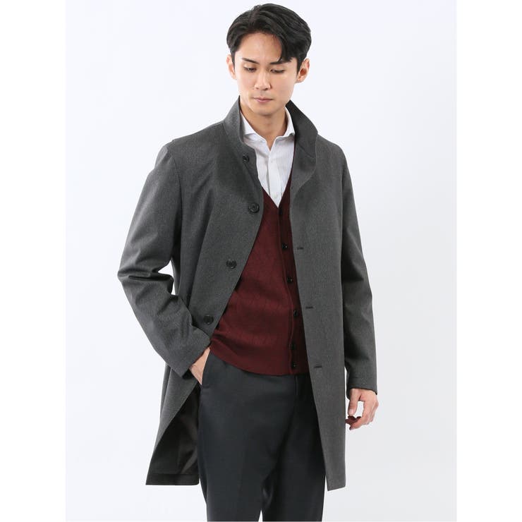 【10％OFFクーポン！2/10(火)1:59まで】TAKA-Q MEN 撥水 スタンドカラーコート カルゼグレー アウター(コート・ジャケットなど)