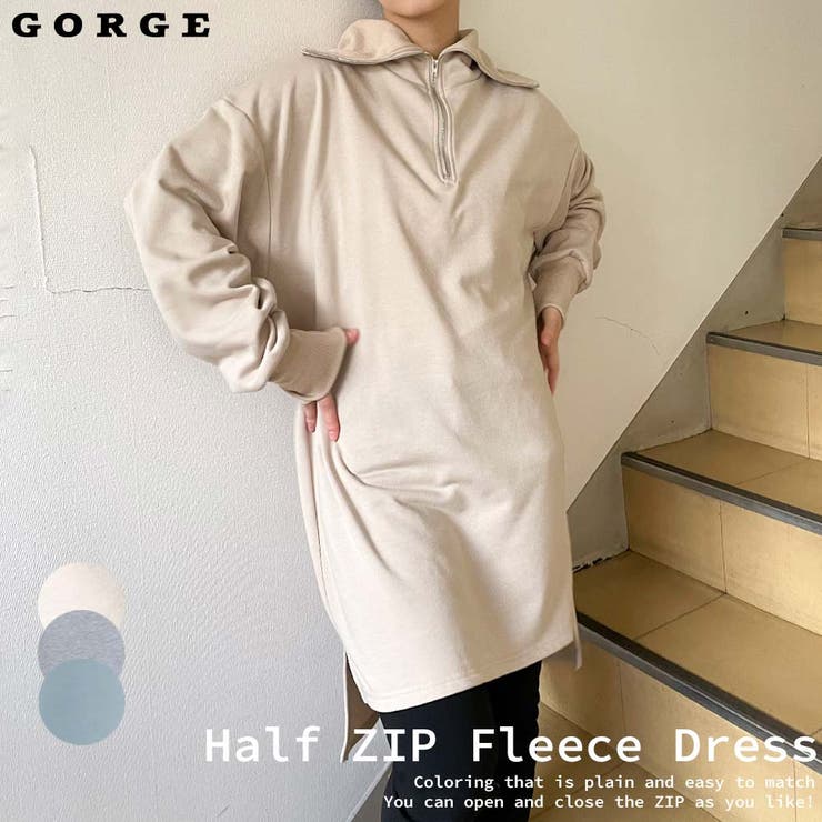 GORGE ハーフZIP裏毛ワンピース ワンピース・ドレス