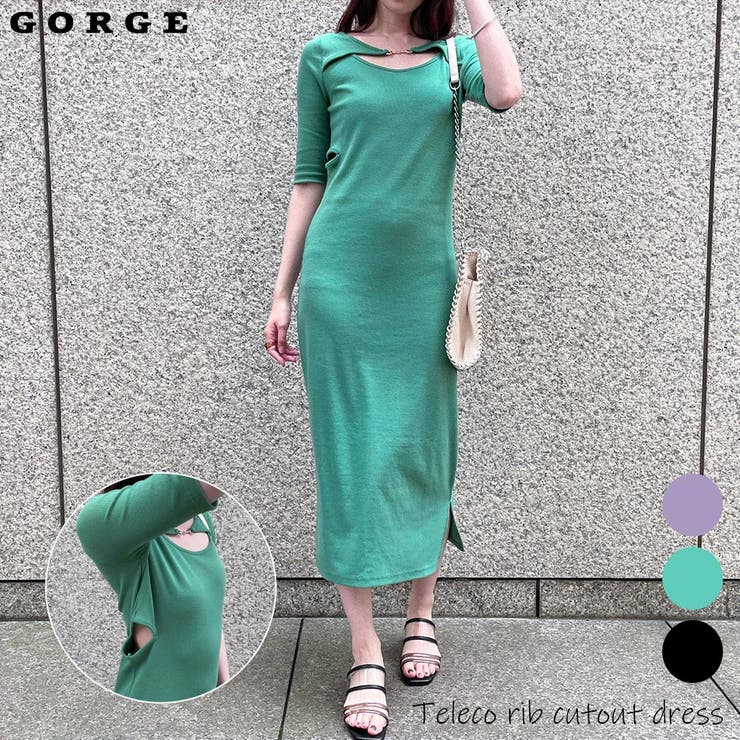 GORGE テレコリブカットアウトワンピース ワンピース・ドレス