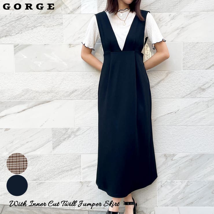 GORGE インナー付きカットツイルジャンパースカート ワンピース・ドレス