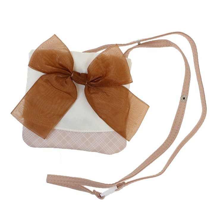 【10％OFFクーポン！2/10(火)1:59まで】cinemacollection【KIDS】 クリップポケット ショルダー付きどこでもポッケ リボン LATTE＆IVORY カミオジャパン クリップポーチ 移動ポケット キッズポシェット 女の子 グッ