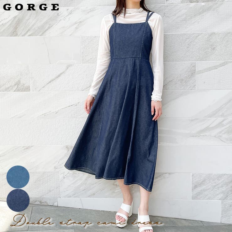 【10％OFFクーポン！3/26(木)1:59まで】GORGE ダブルストラップキャミワンピース ワンピース・ドレス