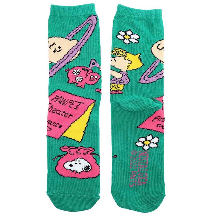 cinemacollection【KIDS】 スヌーピー 女性用靴下 ハイソックス ちらし GR ピーナッツ スモールプラネ..