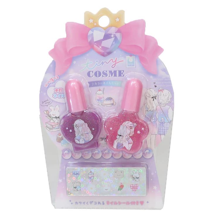 除光液を使わず簡単に落とせるマニキュアマニキュアセット/キッズ ネイル/プチギフト/水性 マニキュア/水で落ちるおしゃれに目覚めた女の子にぴったりなネイルシリーズこちらは水で落とせる水性ネイル2色入りでアレンジ自由かわいくデコれるネイルシールも付いていますキュートなパッケージでプレゼントにもぴったりです簡単におしゃれを楽しんでみませんか？ほかにもいろいろあるのでお気に入りを揃えてください。パッケージサイズ：約95x142x14mm返品・交換について購入後の交換は受け付けておりません。予めご了承ください。返品を希望される場合は購入履歴一覧の「ショップへの問い合わせ」よりお問い合わせください。=========================複数配送先指定について1件の注文に対して、異なる住所への配送は対応出来かねます。恐れ入りますが、異なる住所へ配送をご希望の場合、配送先毎に分けて注文いただきますようお願い申し上げます。【メイクアップKIDS】