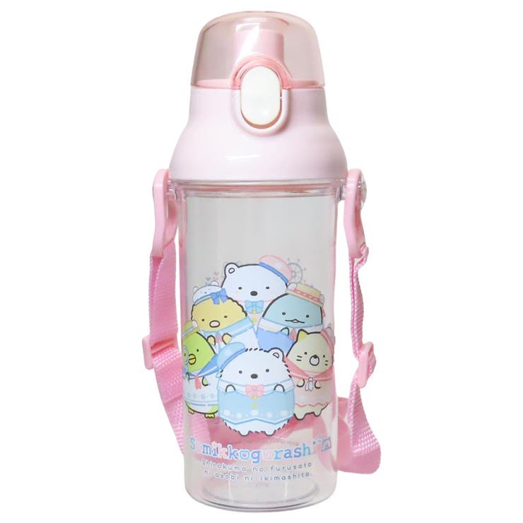 【10％OFFクーポン！5/7(木)9:59まで】cinemacollection【KIDS】 すみっコぐらし 水筒 食洗器対応直飲プラ製ワンタッチクリアボトル 480ml しろくまのふるさと サンエックス スケーター 子供 遠足 キャラクター グッズ