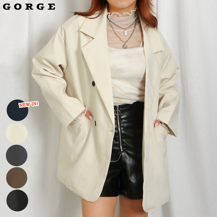【10％OFFクーポン！11/27(木)1:59まで】GORGE 《ダブルテーラー×オーバーサイズ》レディース テーラードジャケット 無地 羽織り 春秋冬 アウター(コート・ジャケットなど)