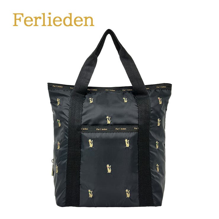 【10％OFFクーポン！11/27(木)1:59まで】Tasche Jack 【Ferlieden】4916 刺繍 縦型トートバッグ フェアリーデン ししゅう 猫 花 かわいい ポイント おしゃれ プレゼント プチギフト 軽量 軽い ブラック レディース