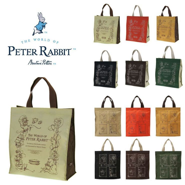 【10％OFFクーポン！11/27(木)1:59まで】Tasche Jack 【PETER RABBIT】0646 ハンドバッグ かばん バッグ 手持ち サブバッグ エコバッグ キャラクター 角型 うさぎ ピーターラビット 使いやすい 軽量 ブラック バ