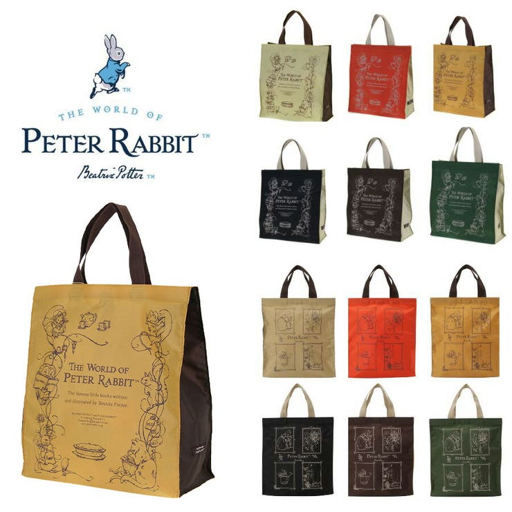 【10％OFFクーポン！11/27(木)1:59まで】Tasche Jack 【PETER RABBIT】0647 ハンドバッグ かばん バッグ 手持ち サブバッグ エコバッグ キャラクター 角型 うさぎ ピーターラビット 使いやすい 軽量 ブラック バ