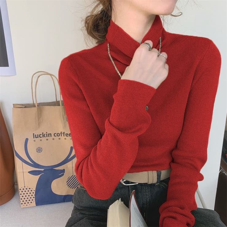 LADY LIKE 美シルエットハイゲージタートルニット トップス