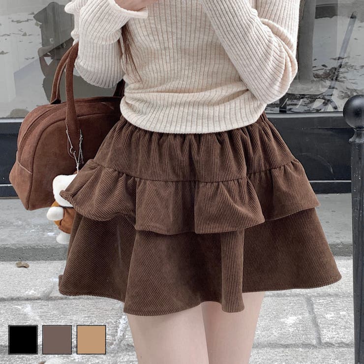 LADY LIKE 2段ティアードコーデュロイミニスカート スカート