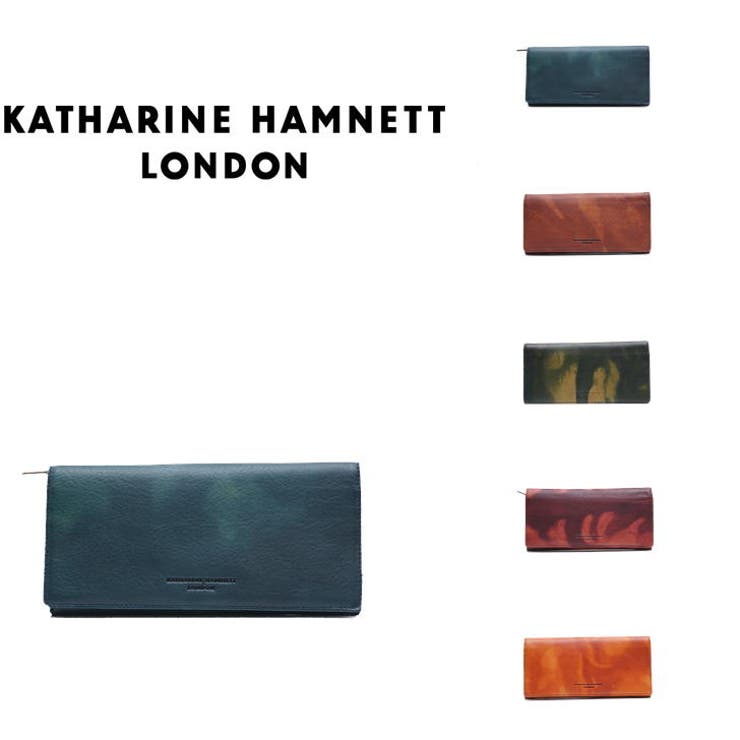 Tasche Jack KATHARINE HAMNETT LONDON キャサリンハムネット かぶせタイプ 長財布 ウォレット 490-59203 おしゃれ フルイド イタリアンレザー FLUID 高