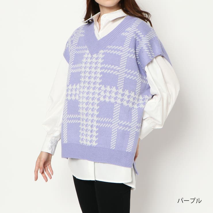 GORGE 柄ニットベスト トップス