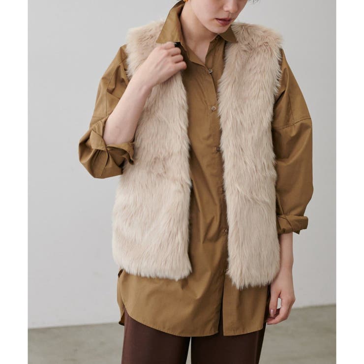 【10％OFFクーポン！12/11(木)1:59まで】NICE CLAUP / OLIVE des OLIVE　OUTLET 【LARUTA】ロングフェイクファーベスト トップス