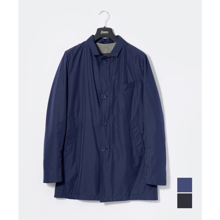 U-STREAM ヘルノ HERNO IM0215U 12010 コート メンズ アウター ジャケット ビジネス カジュアル コットン レーヨン ミディアム丈 ギフト プレゼント ネイビー ブルー アウター(コート・ジャケットなど)