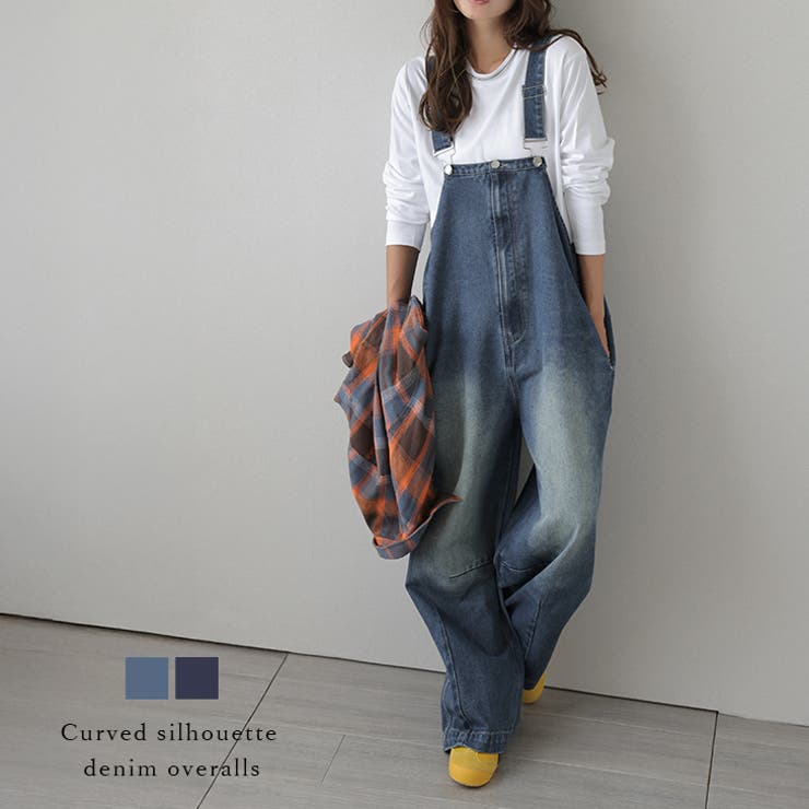 SUGAR BISKET デニム オーバーオール ワイドシルエット カーブパンツ オールインワン サロペット つなぎ ゆったり カジュアル アメカジ レディース おしゃれ フリーサイズ 2025秋冬新作【lssraw25-1523】 パンツ・ズボン