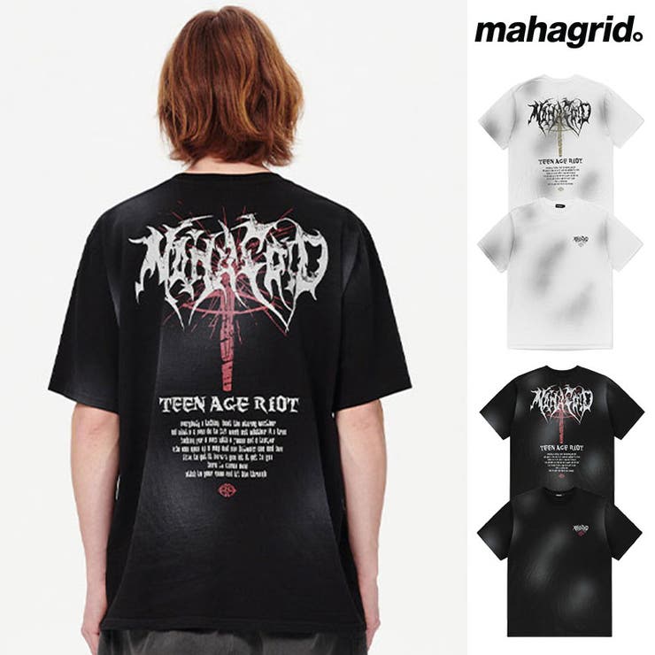 【10％OFFクーポン！12/11(木)1:59まで】DAESE TOKYO mahagrid マハグリッド スローガンウォッシュド 半袖Tシャツ TEEN AGE RIOT WASHED TEE/全2色 韓国ブランド 韓国ファッション Tシャツ 半袖T