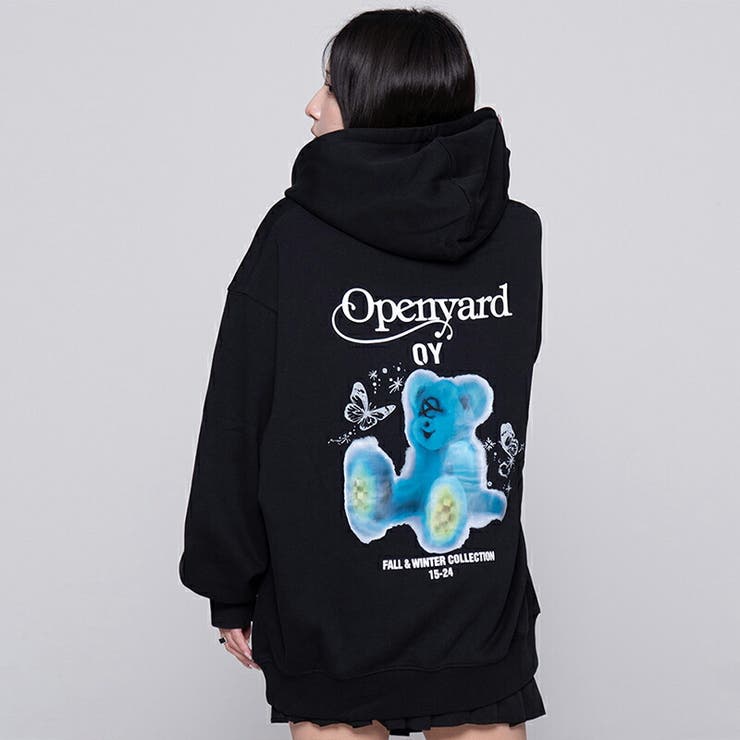 DAESE TOKYO OY ドリーミーオードリー パーカー/全2色 韓国ブランド 韓国ファッション トップス パーカー スウェット フード フーディー OY オーワイ クマ ベア オードーリー ロゴ ユニセックス メンズ レディース ストリート 黒 ブ