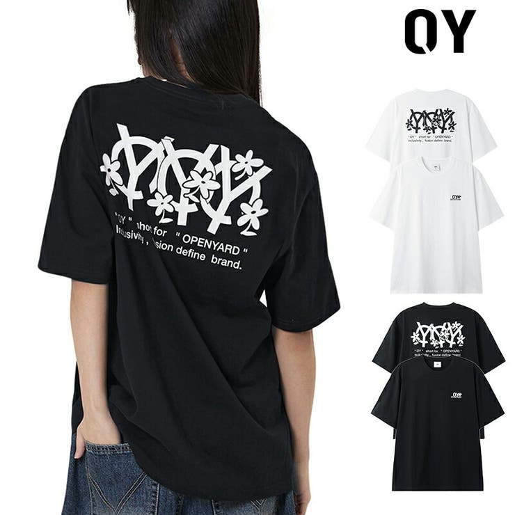 DAESE TOKYO 【正規品】OY オーワイ Tシャツ 半袖 トリプルフラワーロゴ TRIPLE FLOWER LOGO TEE ロゴT 花柄プリント カットソー トップス モノトーン 韓国ブランド 韓国ファッション レディース ストリート カジュア