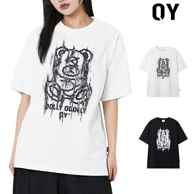 DAESE TOKYO 【正規品】OY オーワイ グリッチドリーオードリー Tシャツ 半袖 ロゴ ベアプリント グリッチアート オードリー カットソー トップス コットン素材 カジュアル 韓国ファッション 韓国ブランド レディース ストリート 夏 大人可