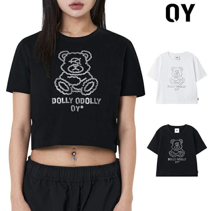 DAESE TOKYO 【正規品】OY オードリークロップTシャツ オーワイ 半袖 クロップド丈 ロゴ ベアプリント クマ レディース トップス 韓国ファッション 韓国ブランド ショート丈 カジュアル モノトーン 黒 白 夏 コットン ストリート トップ