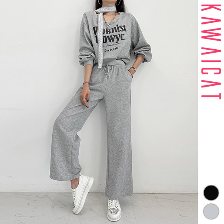 【10％OFFクーポン！12/11(木)1:59まで】KawaiCat セットアップ スウェット レディース トレーナー 上..