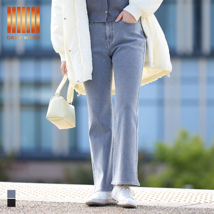 【10％OFFクーポン！11/27(木)1:59まで】coca 裏起毛デニムフレアパンツ パンツ・ズボン