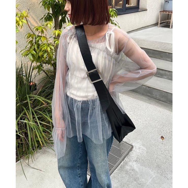 nemne シャーリングチュールチュニック トップス