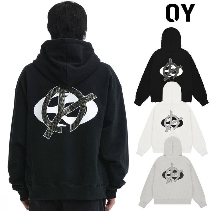 DAESE TOKYO OY オーワイ O.N.L LINESTONE HOODIE ZIP-UP/ロゴラインストーン ジップアップパーカー/全3色 韓国ブランド 韓国ファッション パーカー トレーナー フード フーディー スウェット ロゴ ユニセックス