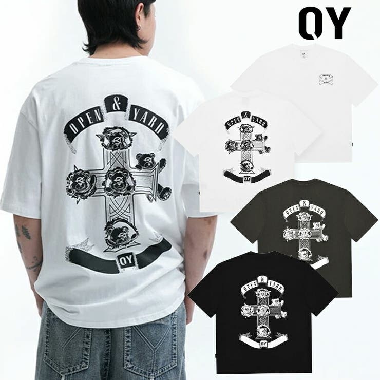 DAESE TOKYO 【正規品】[国内発送] OY オーワイ バッククロスオードリー半袖Tシャツ BACK CROSS ODOLLY TEE/全3色 韓国ブランド 韓国ファッション Tシャツ 長袖 ロンT ベア クマ ロゴ ユニセックス メンズ レディ