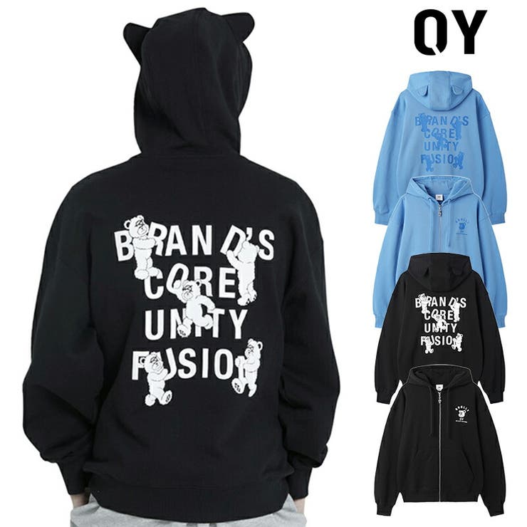 DAESE TOKYO 【正規品】 OY オーワイ PLAYFUL ODOLLY EAR HOODIE ZIP UP プレイフルオードリー イヤー ジップ パーカー フーディー 韓国ブランド 韓国ファッション 長袖 クマ耳 猫耳 フード付き ストリート