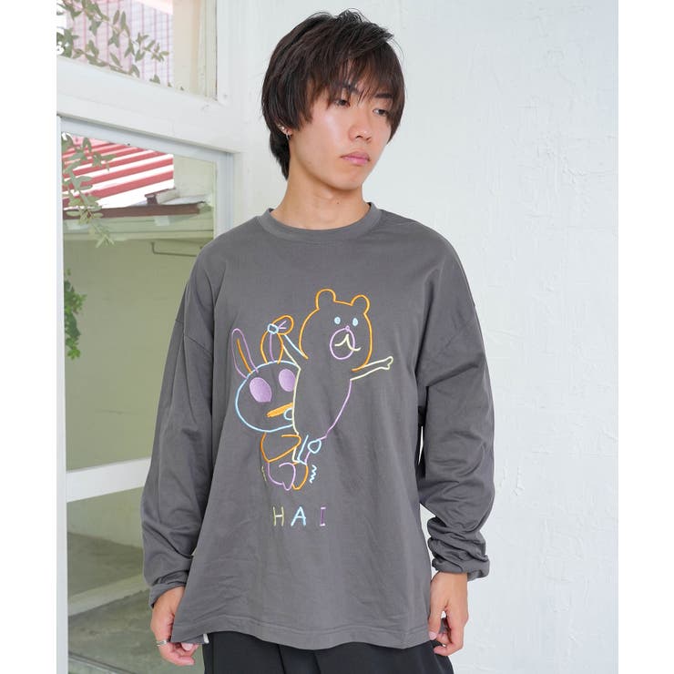 【10％OFFクーポン！3/26(木)1:59まで】ScoLar 組体操クマうさぎ刺繍プルオーバー トップス