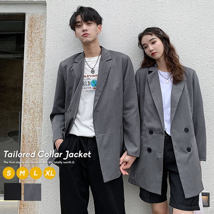 Shoowtime 韓国 ファッション 秋冬 ペアルック テーラードジャケット カップル ペアジャケット プリーツ おしゃれ オルチャンファッション 韓国服 デート おでかけコーデ おそろ アウター(コート・ジャケットなど)